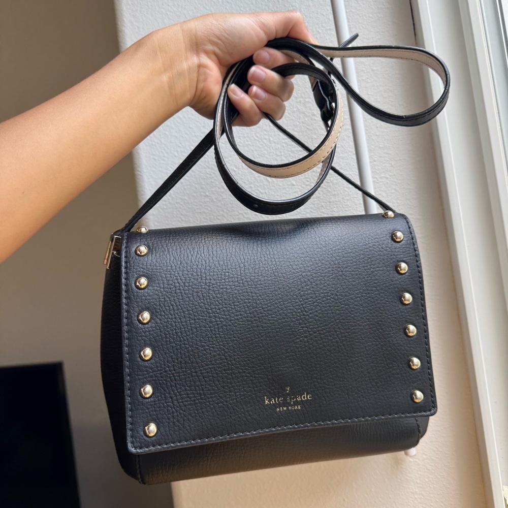 Kate Spade Black Crossbody Bag with Gold Accents